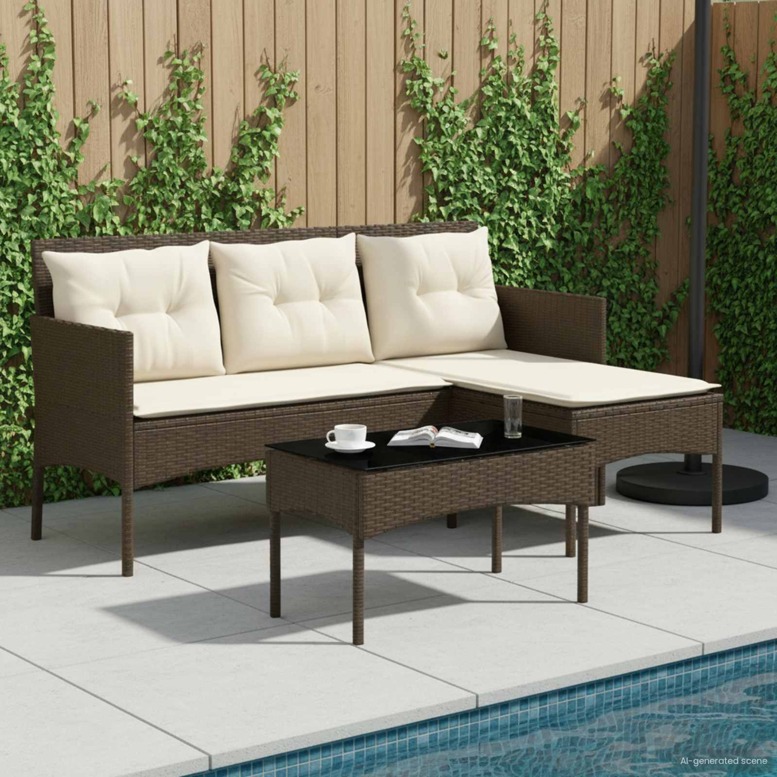 Set Divano da Giardino con cuscino 2 pcs polyrattan 4103804