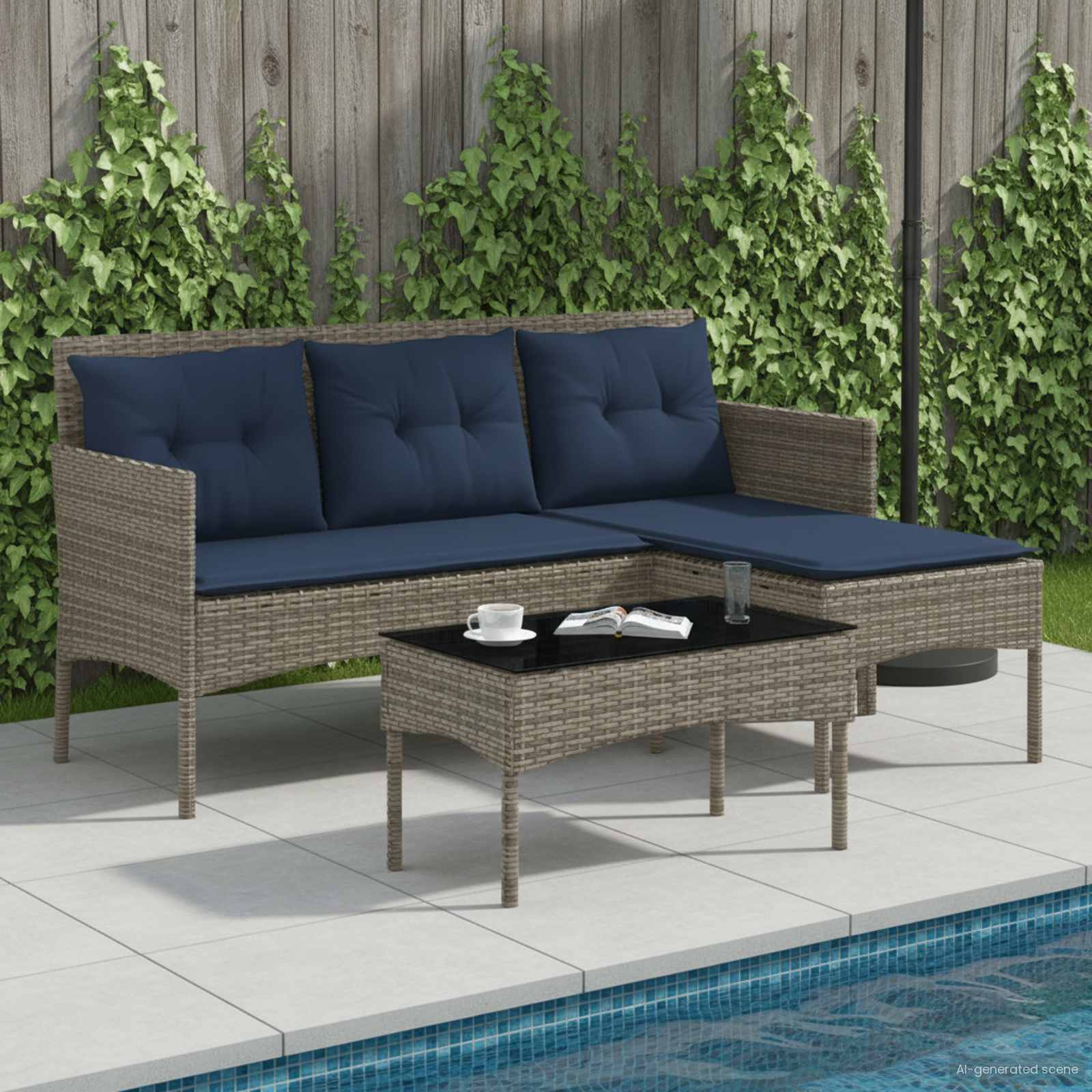 Set Divano da Giardino con cuscino polyrattan 4103810