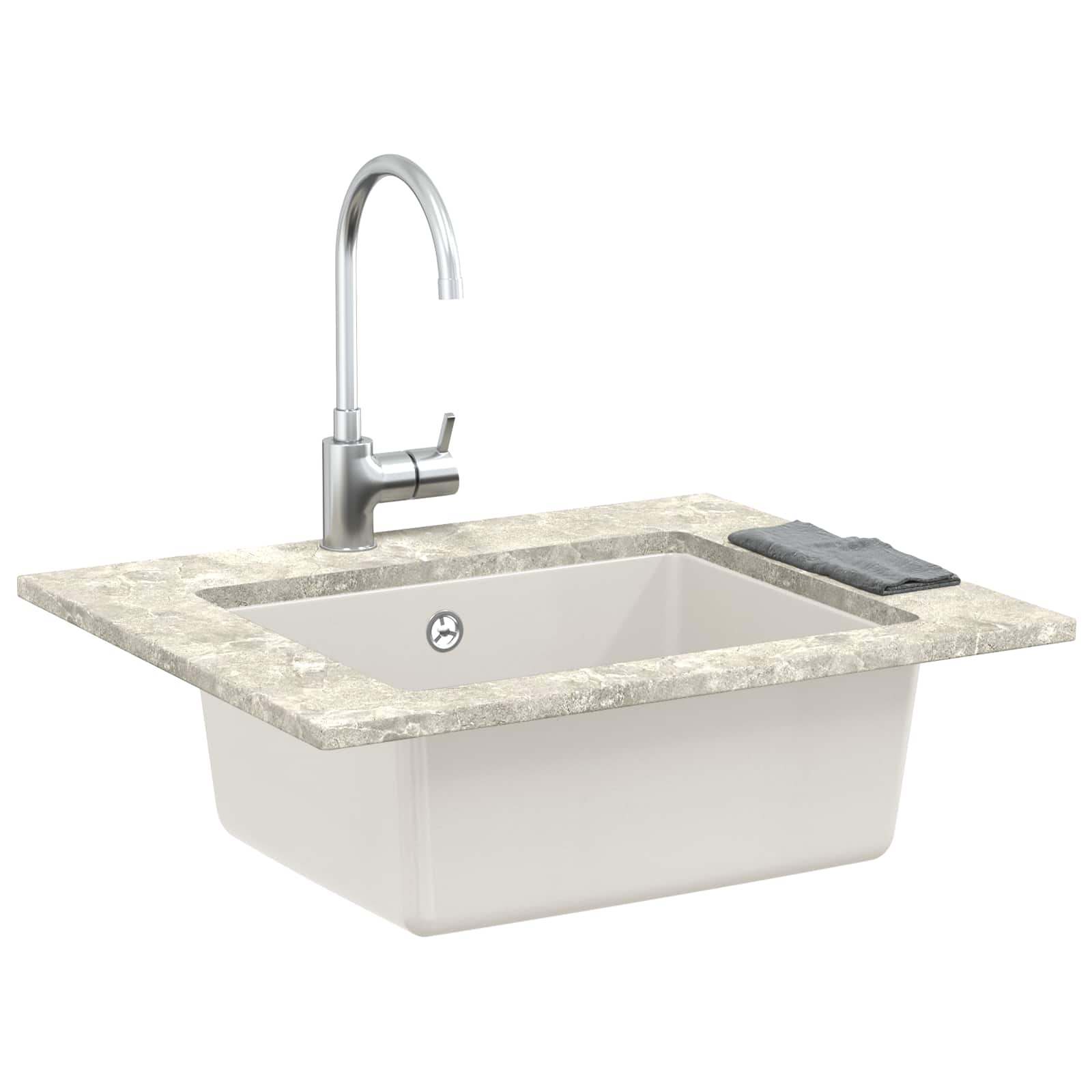 Lavello Bianco 530 x 460 mm 80% Quarzo e 20% Resina