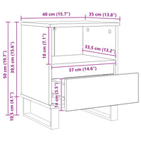 Armadietto per letto con cassetto Rovere Nero 40 x 35 x 50 cm 8004338