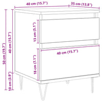 Armadietto per letto con cassetto Rovere Nero 40 x 35 x 50 cm 8004366