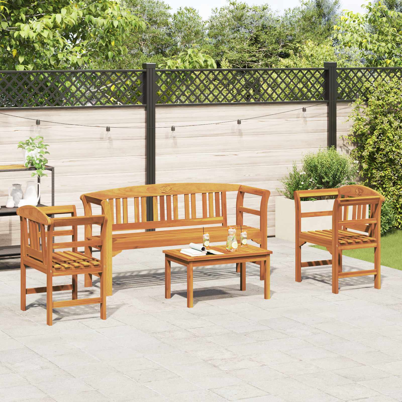 Set di Mobili 4 pcs Naturale Legno di Acacia Massello 3416309