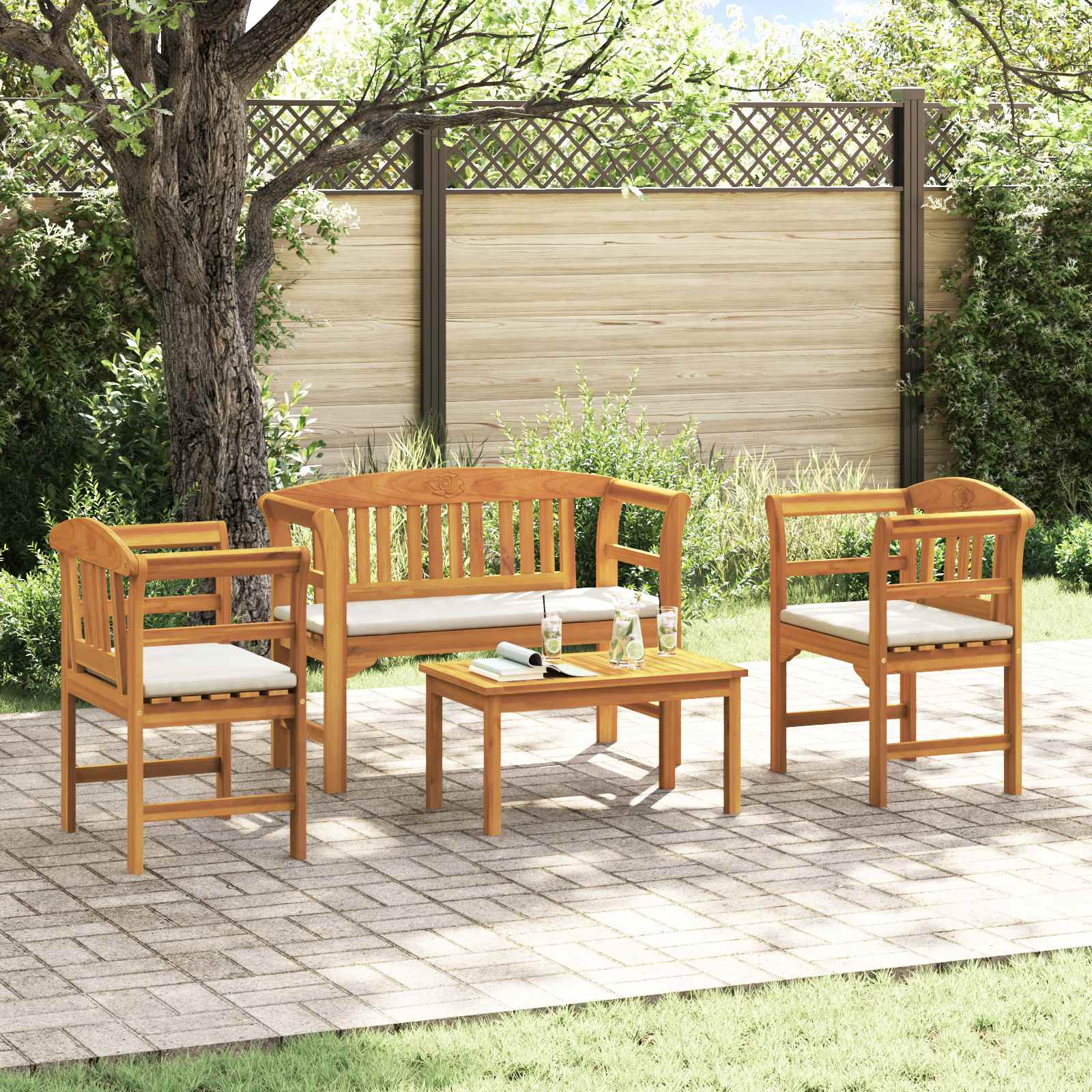 Set di Mobili 3 pcs Naturale Legno di Acacia Massello 3416310