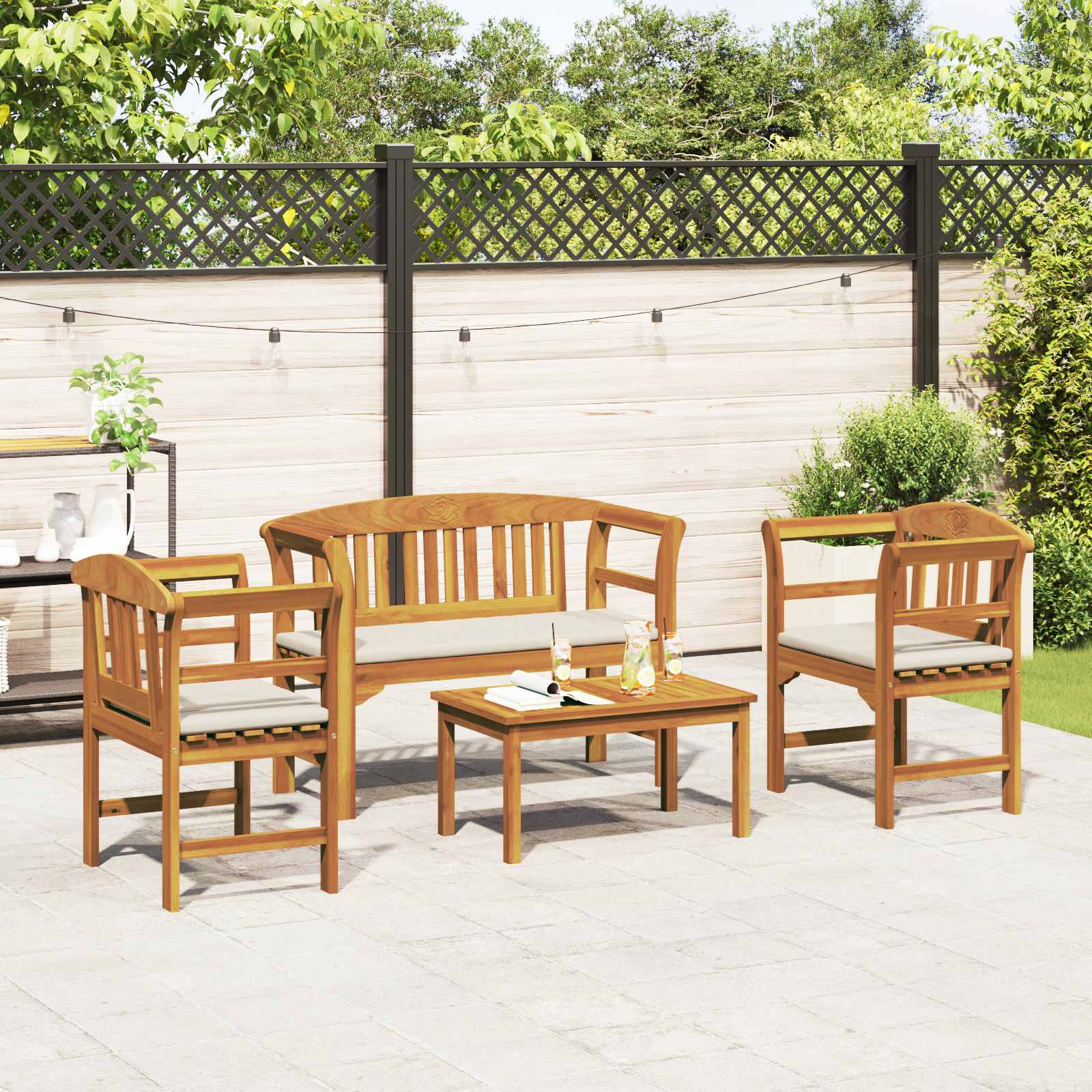 Set di Mobili 3 pcs Naturale Legno di Acacia Massello 3416310