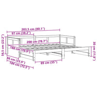 Letto Giorno Estraibile Naturale 180 x 200 cm Pino massello 8004795
