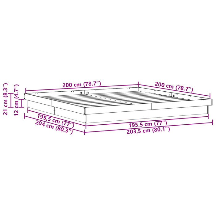 Struttura del letto Bianco 200 x 200 cm Pino massello 8004799