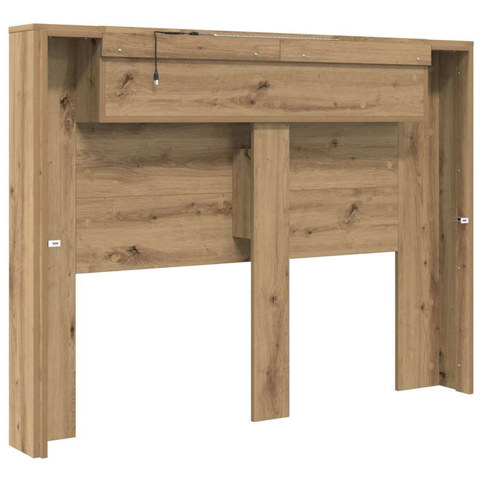 Testiera con lo scaffale-Testata contenitore Rovere artigianale 140 x 17 x 104,5 cm