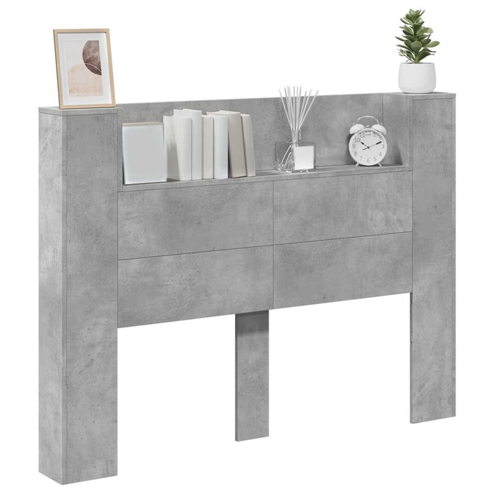 Testiera-Testata Decorativa Grigio cemento 140 x 16,5 x 103,5 cm Legno multistrato