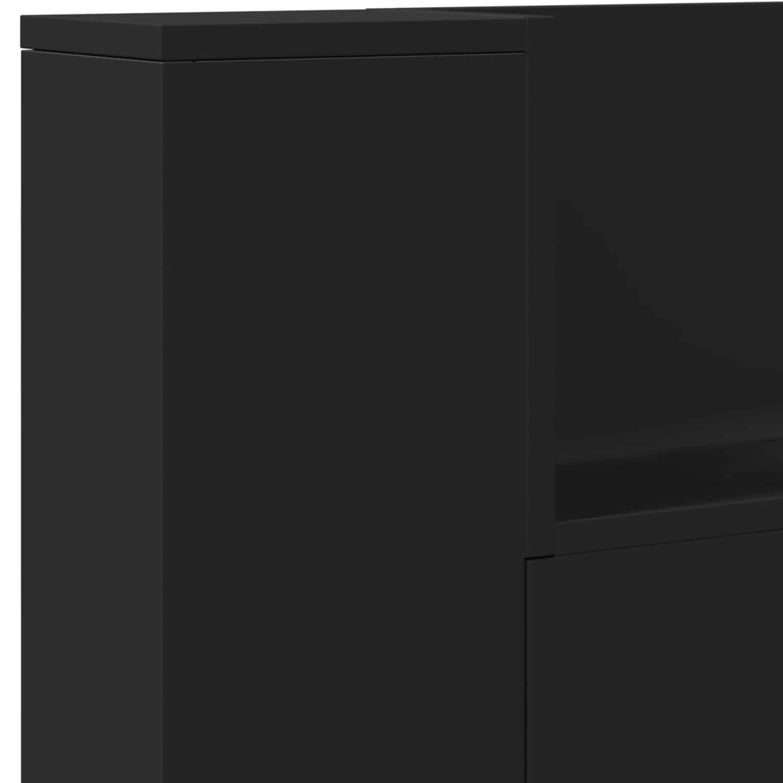 Testiera-Testata-Testiera Decorativa Nero 200 x 16,5 x 103,5 cm Legno multistrato