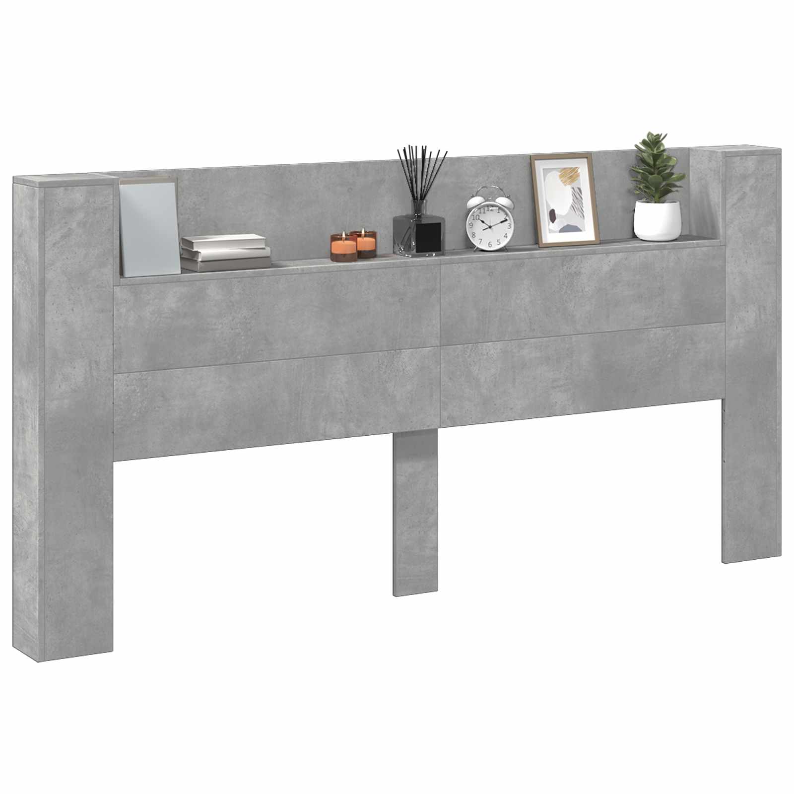 Testiera-Testata Decorativa Grigio cemento 200 x 16,5 x 103,5 cm Legno multistrato
