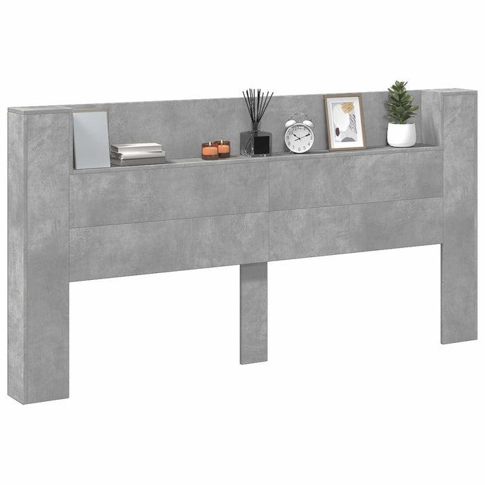 Testiera-Testata Decorativa Grigio cemento 200 x 16,5 x 103,5 cm Legno multistrato