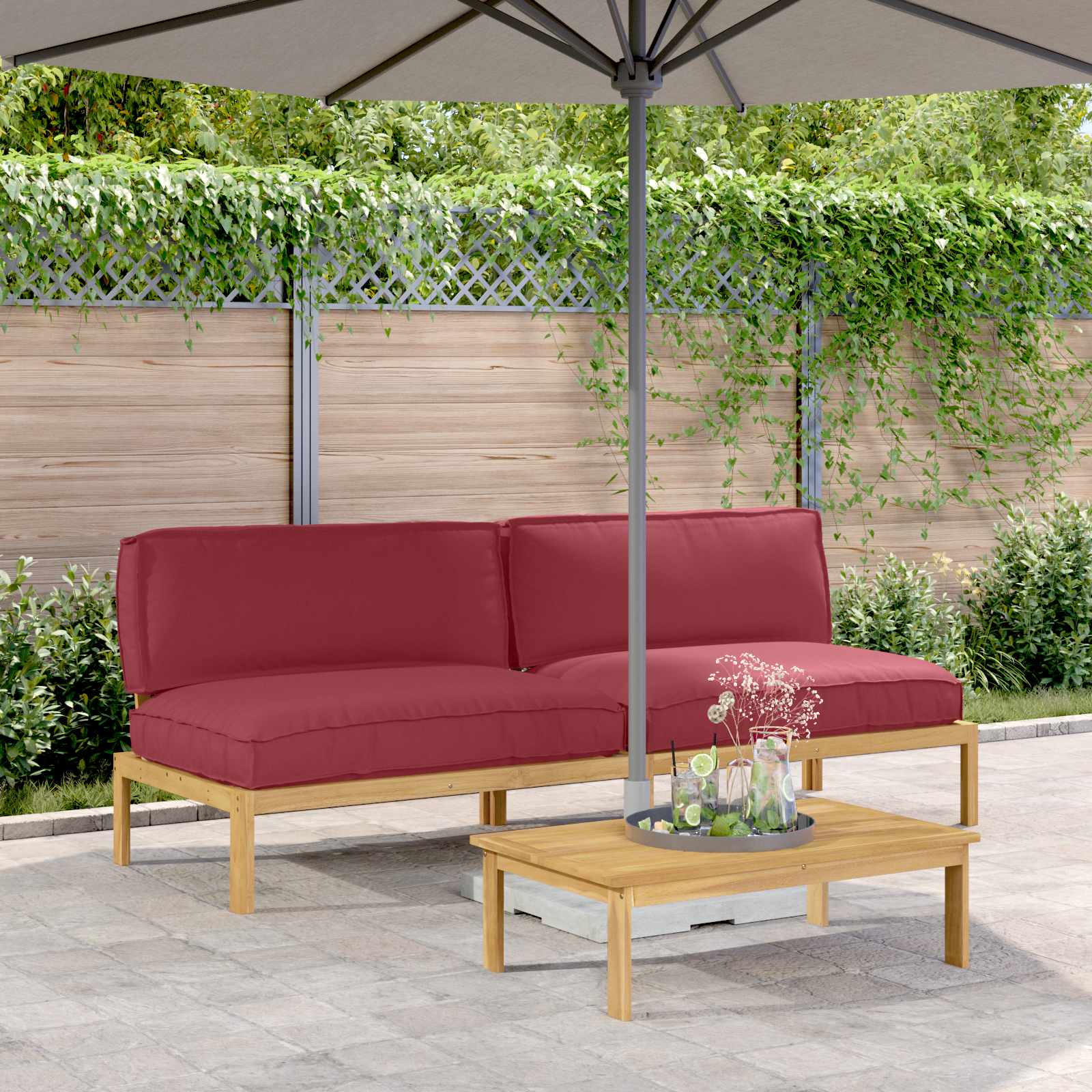 Set di divani con cuscino Rosso Vino 240 x 80 x 69 cm 3418232