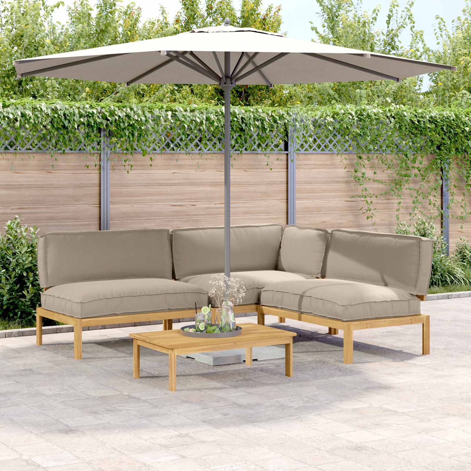 Set di divani con cuscino 4 pcs Talpa Legno di Acacia Massello 3418329