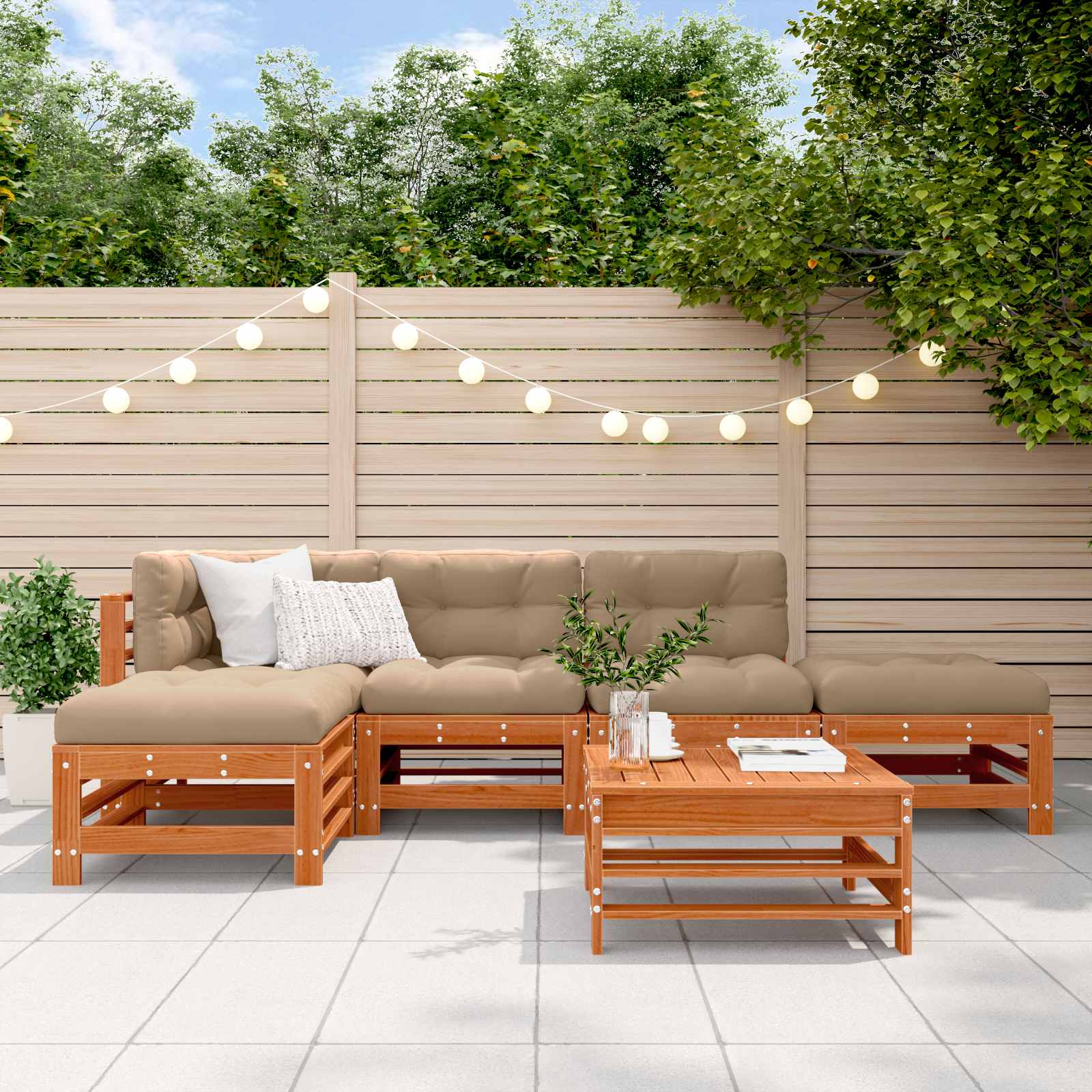Set Lounge da Giardino 5 pcs Marrone Cera 3418085