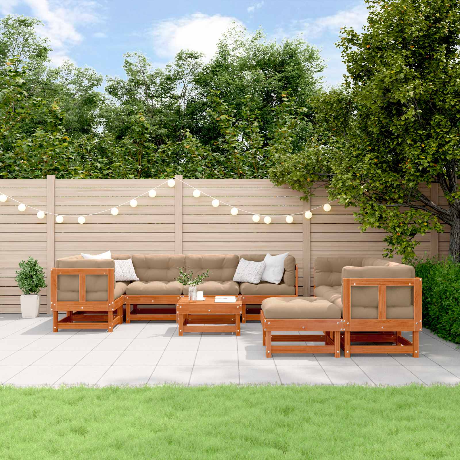 Set Lounge da Giardino 33 pcs Marrone Cerato e Taupe 3418093