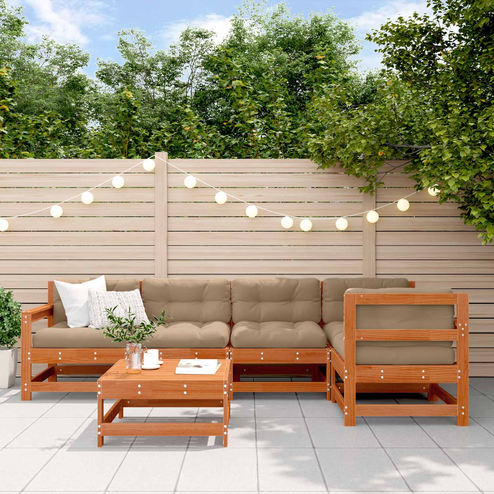 Set Lounge da Giardino 6 pcs Marrone Cera 3418100