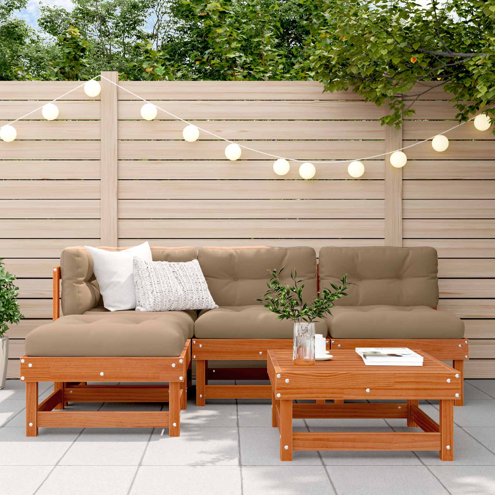 Set Lounge da Giardino 13 pcs Marrone Cerato e Taupe 3418104
