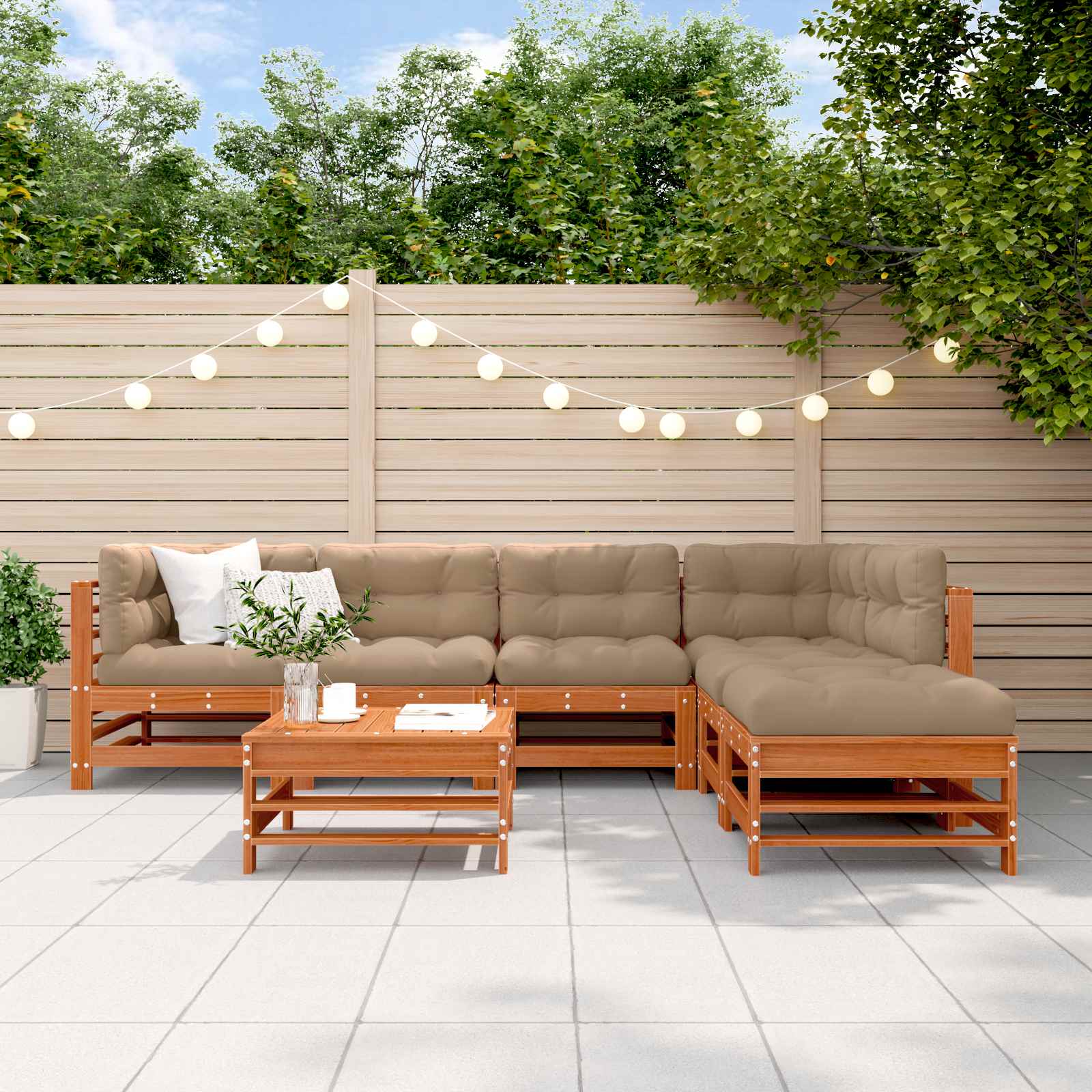 Set Lounge da Giardino 7 pcs Marrone Cera 3418106