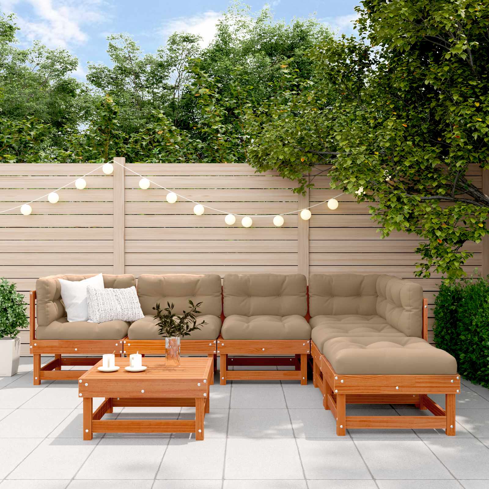 Set Lounge da Giardino 7 pcs Marrone Cera 3418107