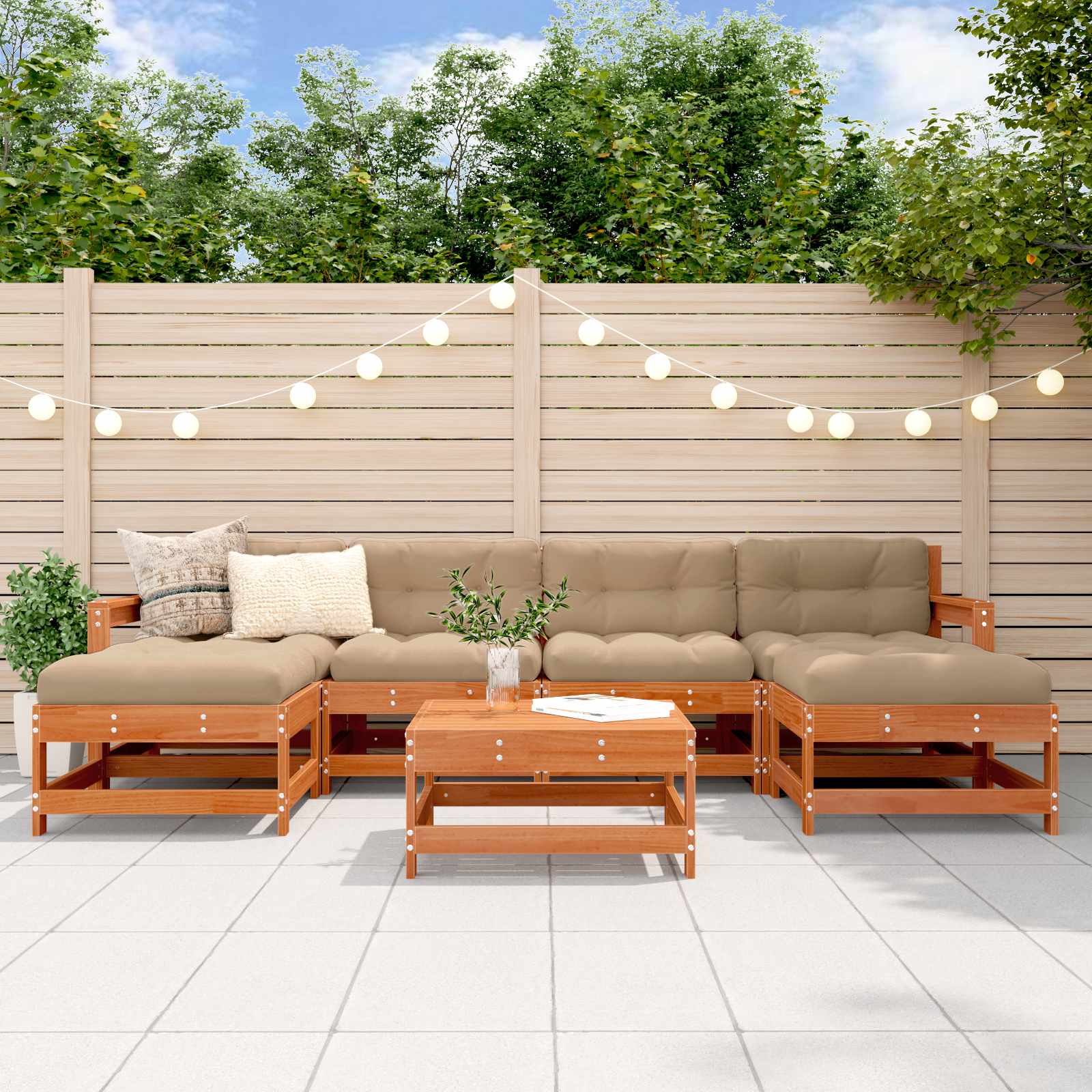 Set Lounge da Giardino 6 pcs Marrone Cera 3418117