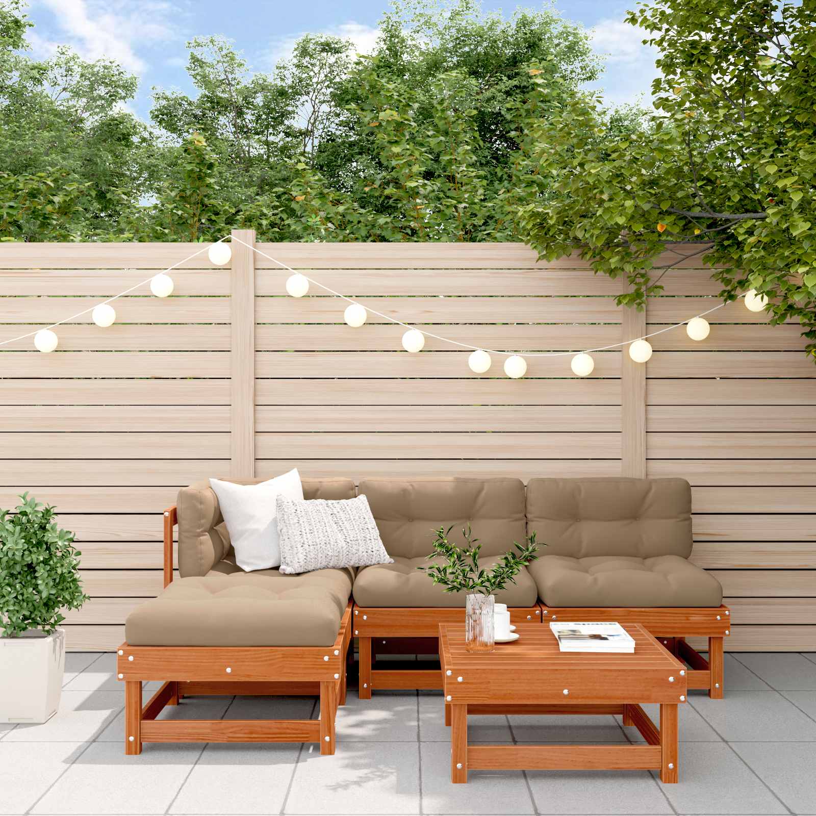 Set Lounge da Giardino 5 pcs Marrone Cera 3418122