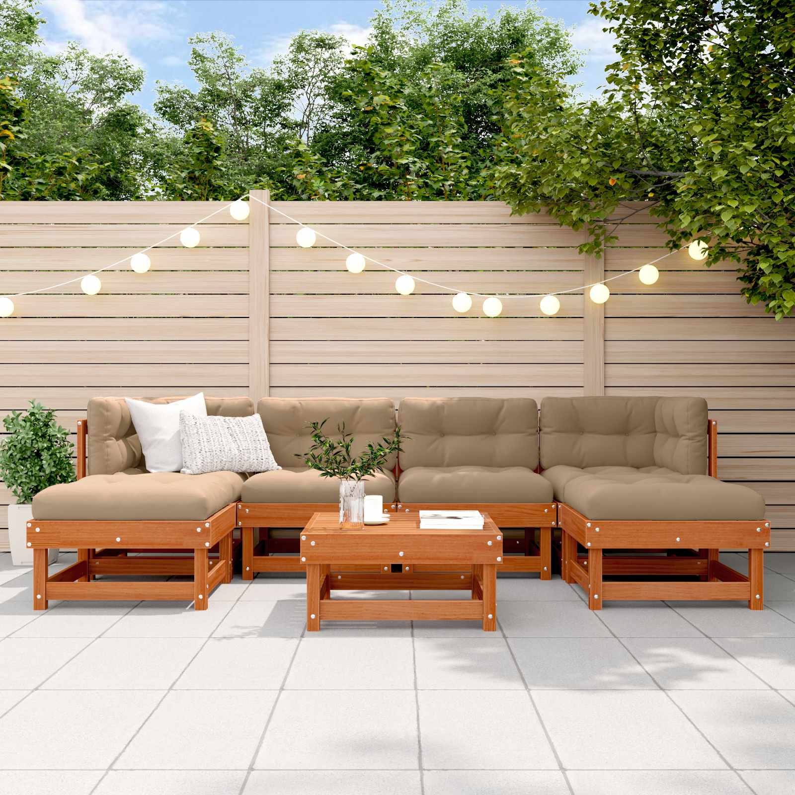 Set Lounge da Giardino 7 pcs Marrone Cera 3418126