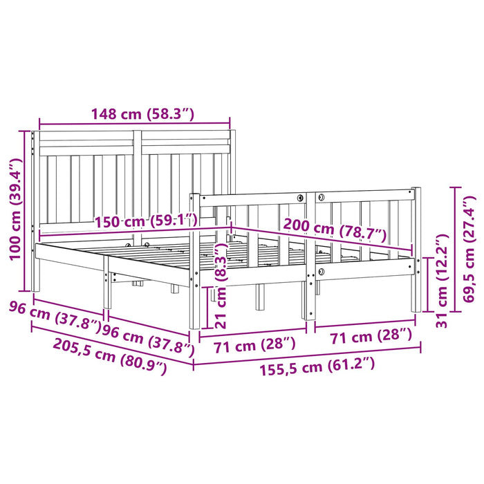 Struttura del letto 2 pcs Marrone cerato 150 x 200 cm 3418133