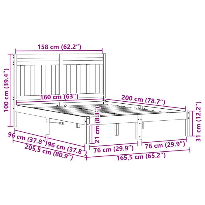 Struttura del letto 2 pcs Marrone cerato 160 x 200 cm 3418135