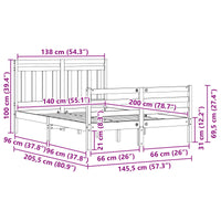 Struttura del letto con testiera-Giroletto con Testiera Marrone cerato 140 x 200 cm 921498