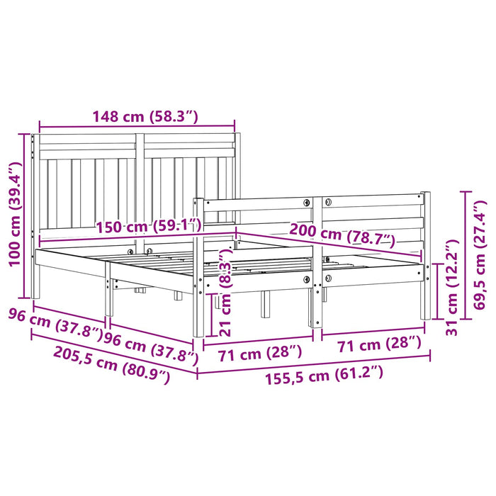 Struttura del letto 2 pcs Marrone cerato 150 x 200 cm 3418145