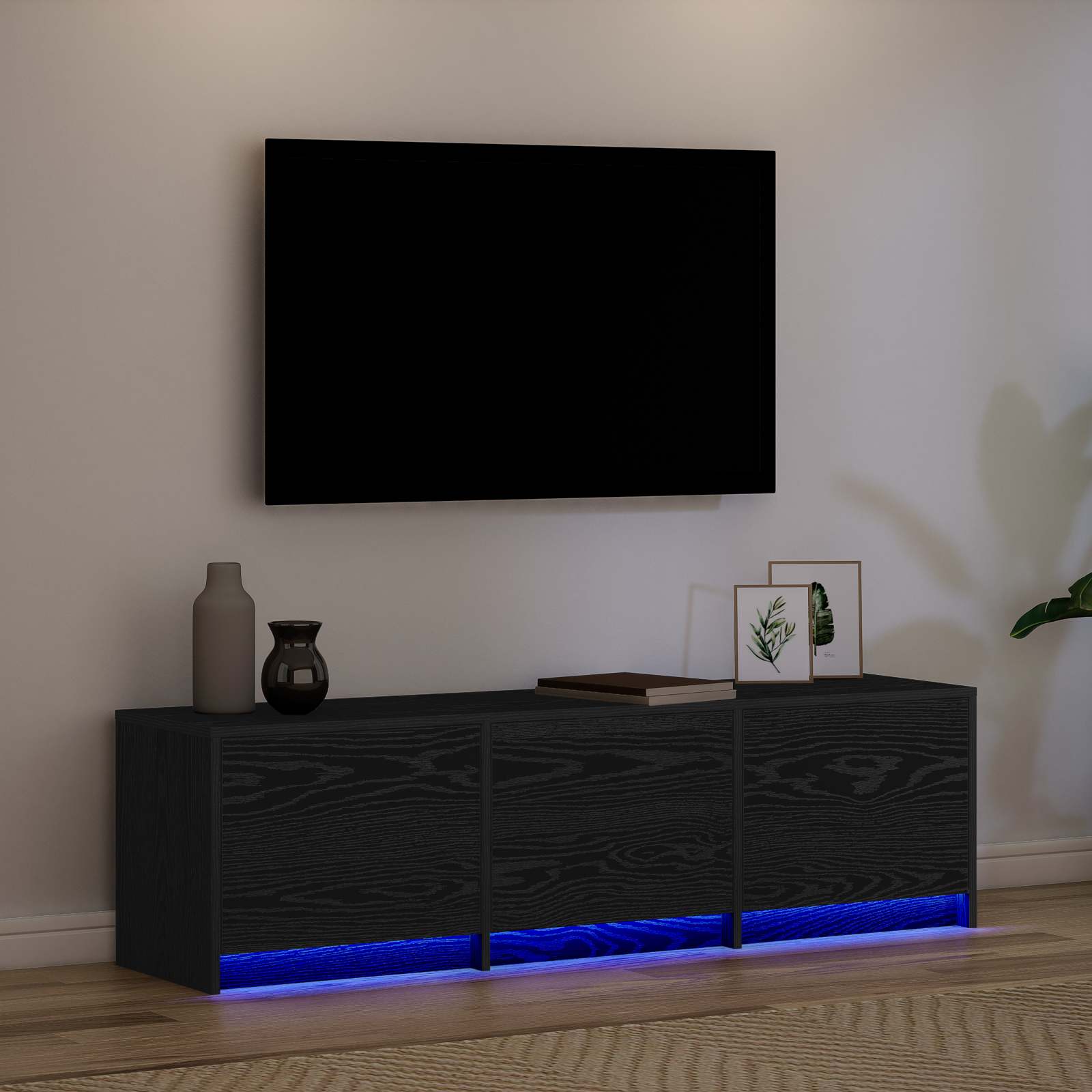 Mobile TV Rovere Nero 140 x 34 x 40 cm Legno multistrato 8006558