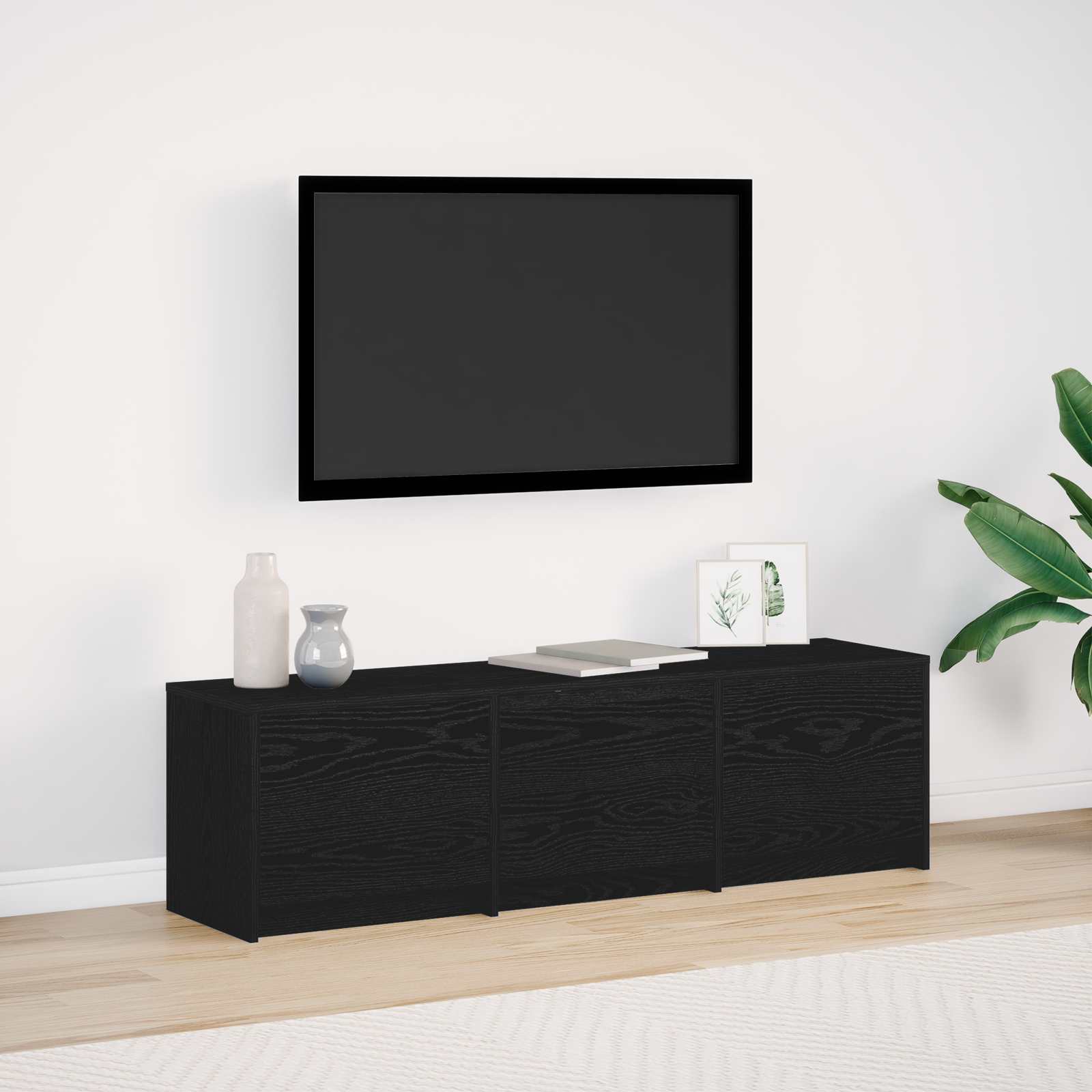 Mobile TV Rovere Nero 140 x 34 x 40 cm Legno multistrato 8006558