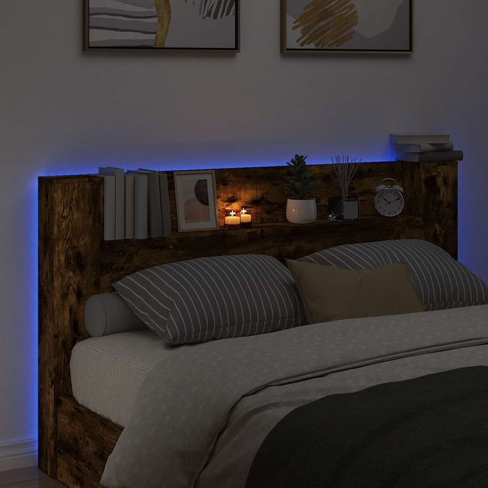Testata con Mobile e LED Rovere fumé 180 x 16,5 x 103,5 cm 8006572