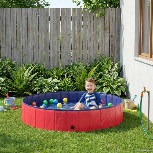 Piscina Pieghevole per Cani Rosso e Blu Ø 160 x 30 cm PVC 3416317