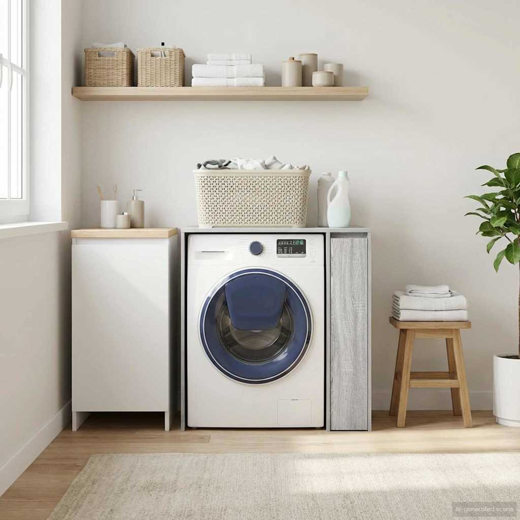 Mobiletto per lavatrice con porta Grigio Sonoma 87 x 60 x 89 cm 8006805