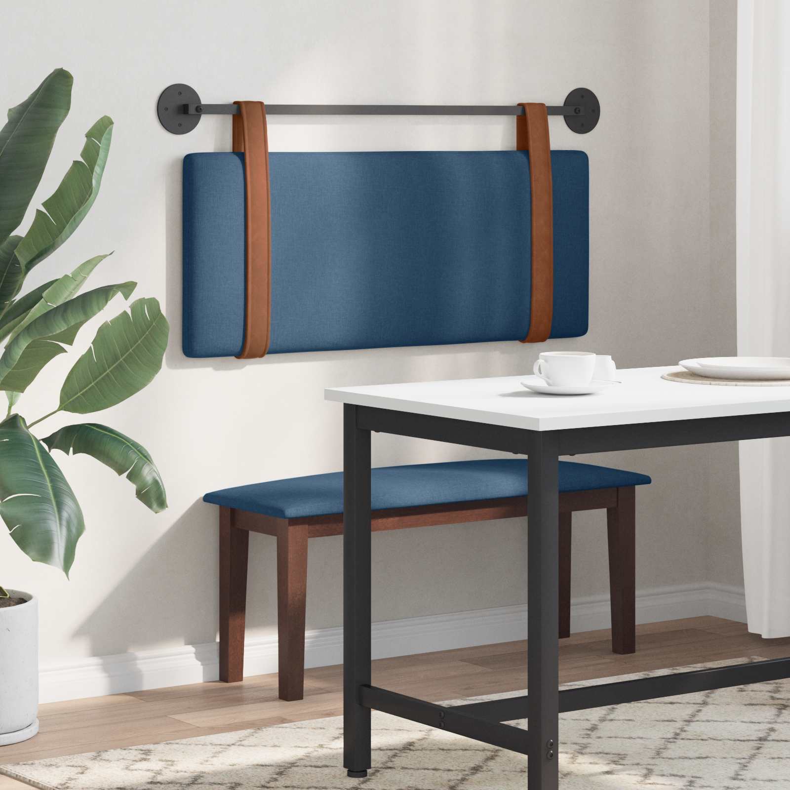 Testata appesa Tinta unita Blu 100 x 40 cm Legno multistrato 42031401