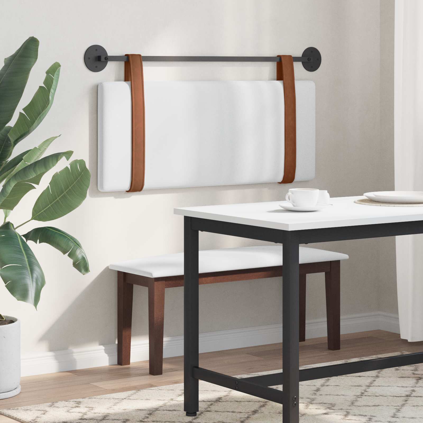 Testata appesa Tinta unita Bianco 100 x 40 cm Legno multistrato 42031402