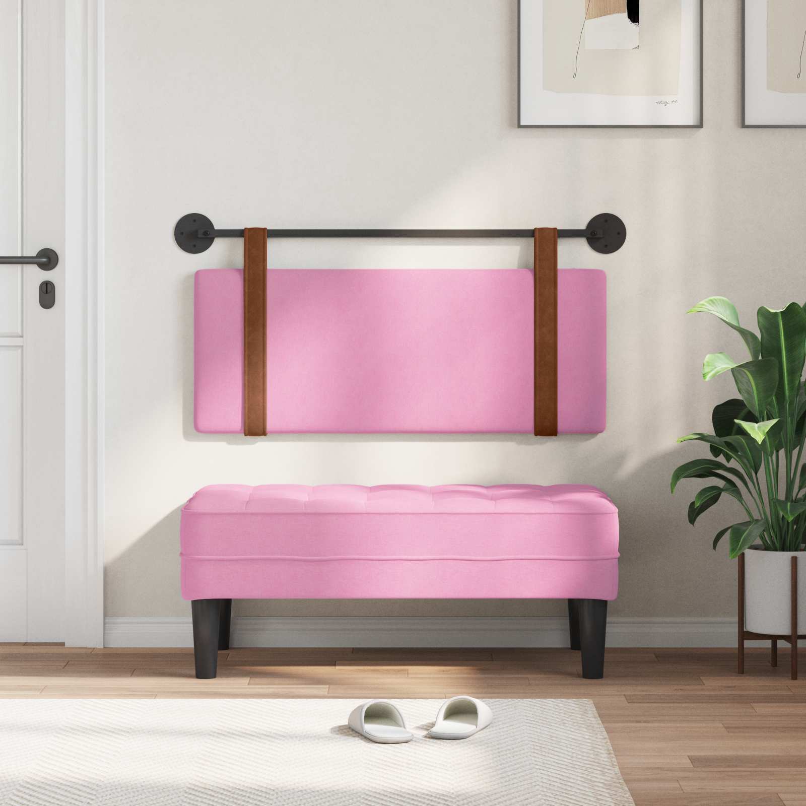 Testata appesa Tinta unita Rosa 100 x 40 cm Legno multistrato 42031403