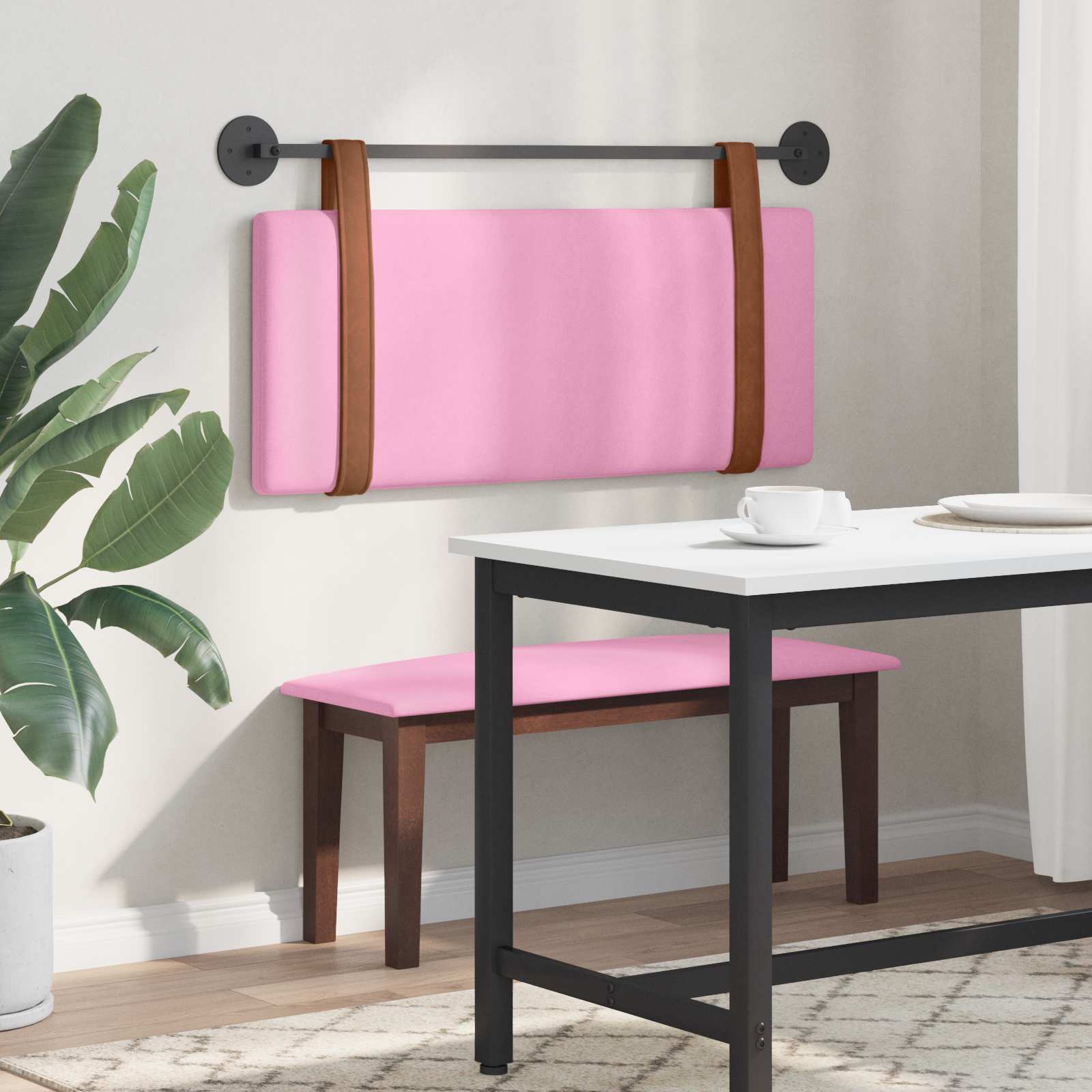Testata appesa Tinta unita Rosa 100 x 40 cm Legno multistrato 42031403
