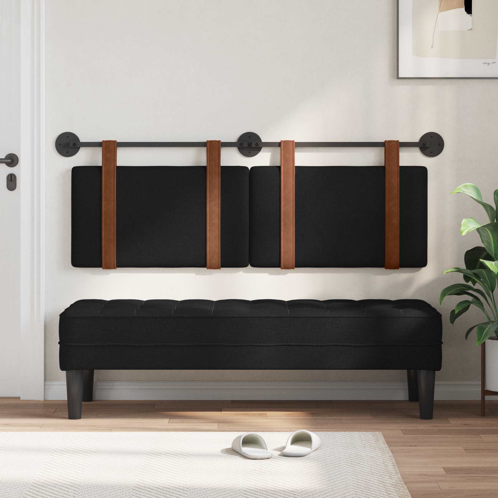 Testata appesa Tinta unita Nero 140 x 40 cm Legno multistrato 42031455