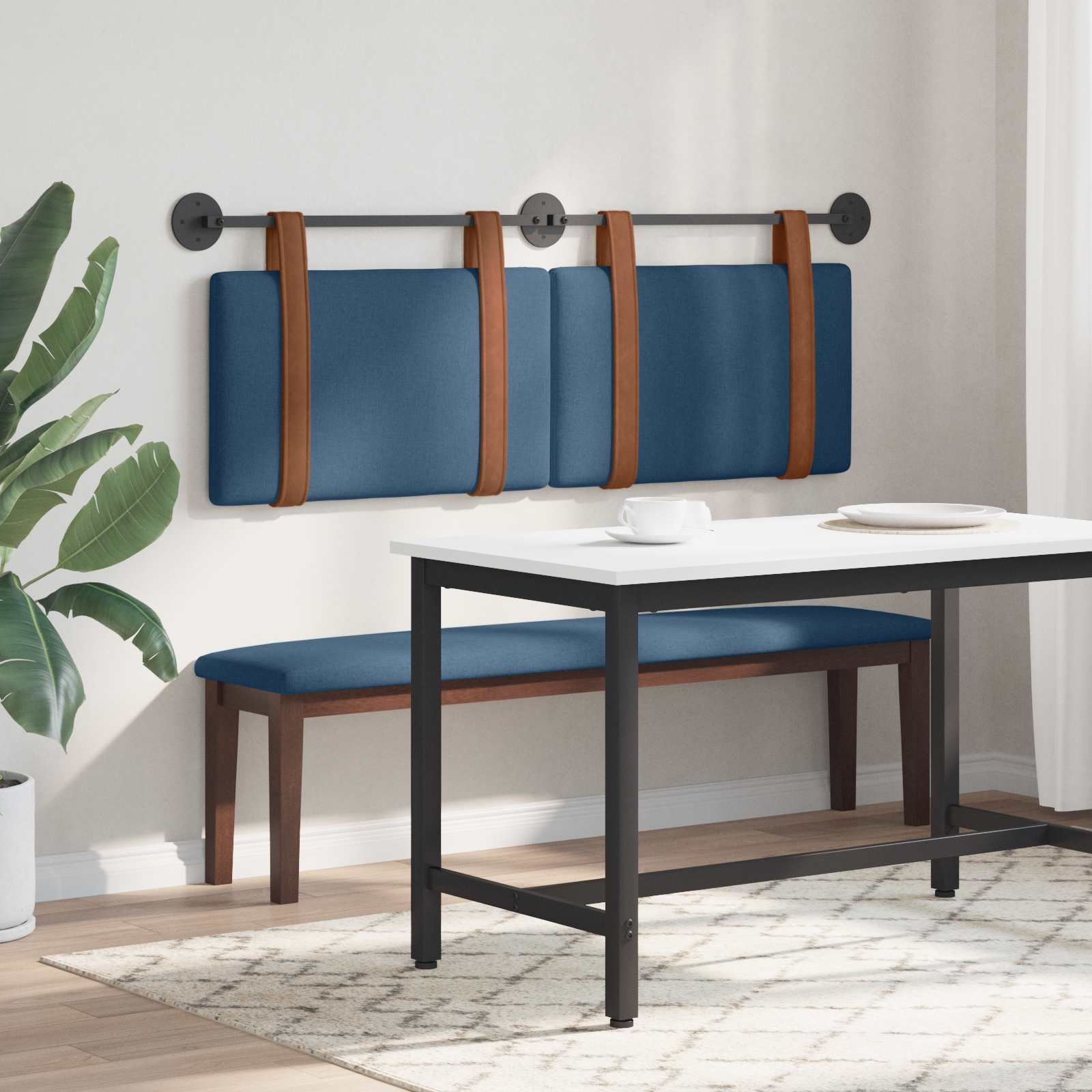 Testata appesa Tinta unita Blu 140 x 40 cm Legno multistrato 42031461