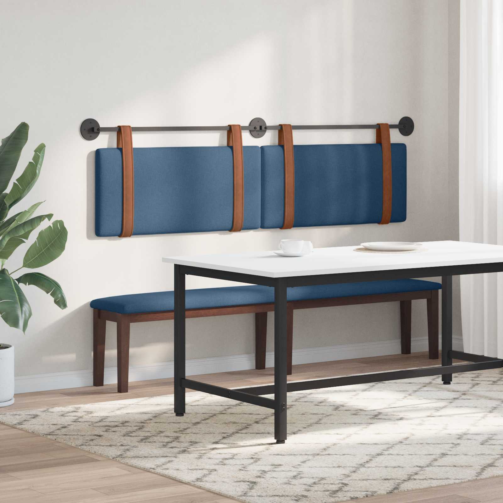 Testata appesa Tinta unita Blu 180 x 40 cm Legno multistrato 42031521