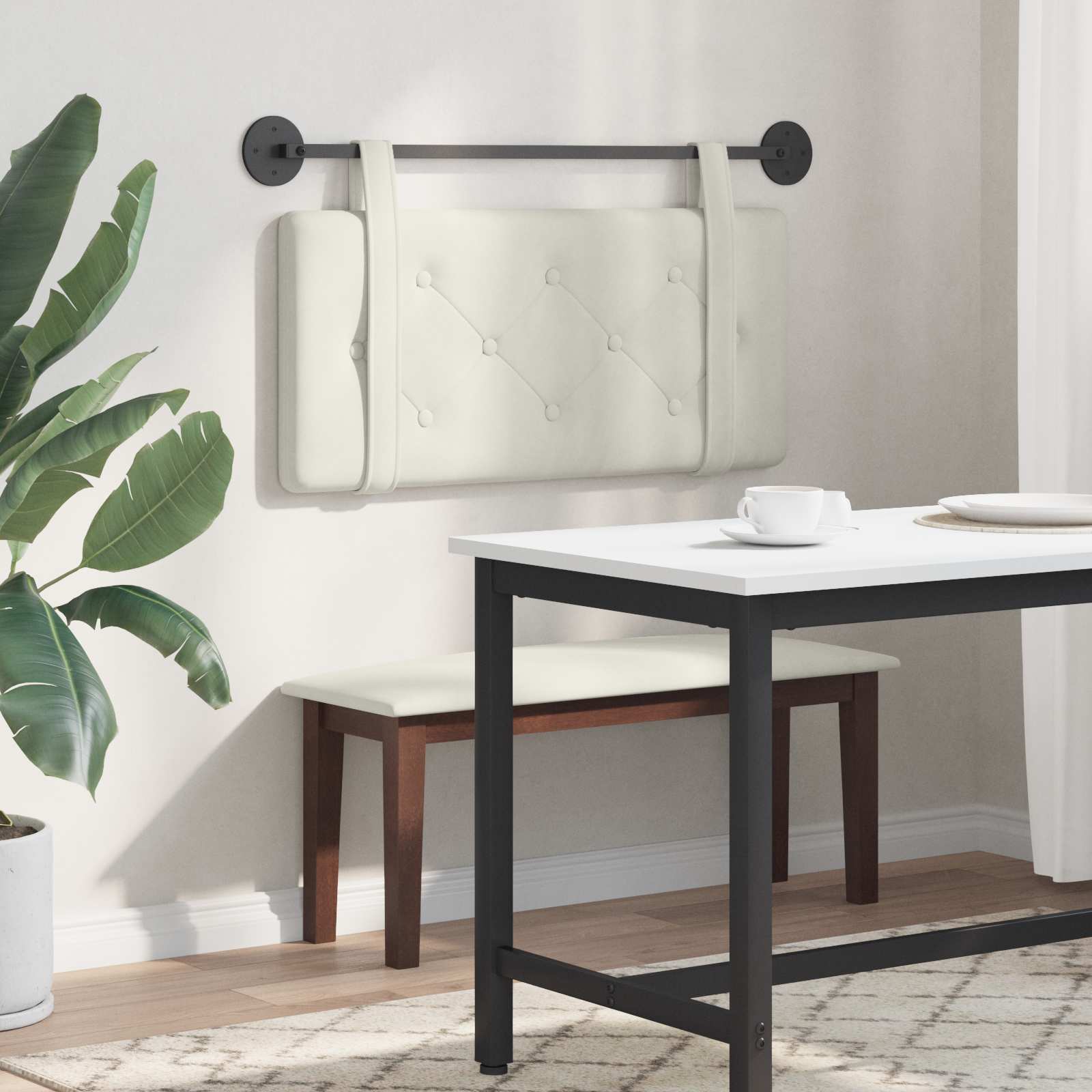Testata appesa Montaggio a parete Crema 90 x 55 x 5 cm Velluto 42031564