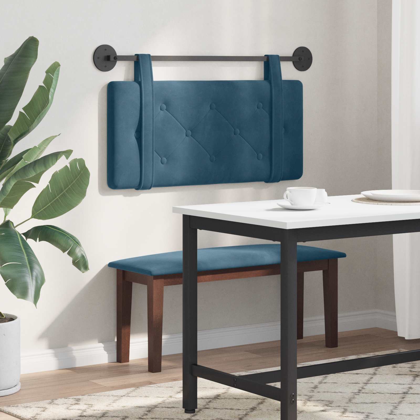 Testata appesa Montaggio a parete Blu 90 x 55 x 5 cm Velluto 42031565