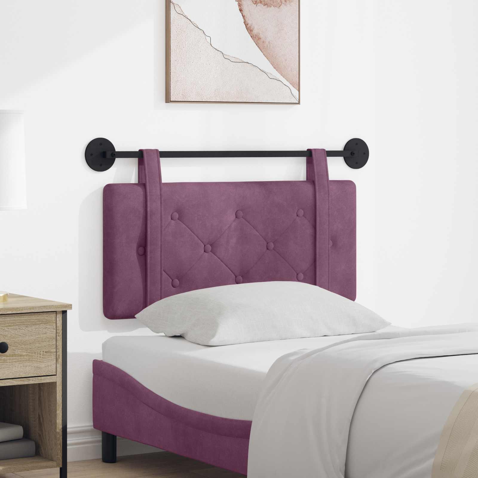 Testata appesa Montaggio a parete Viola 90 x 55 x 5 cm Velluto 42031569