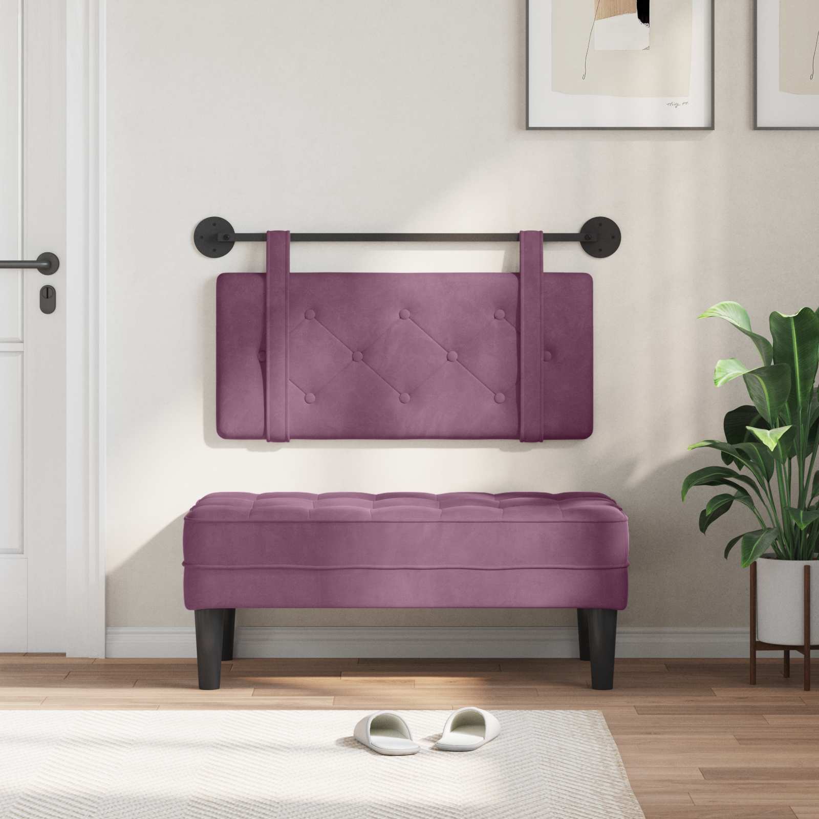Testata appesa Montaggio a parete Viola 90 x 55 x 5 cm Velluto 42031569