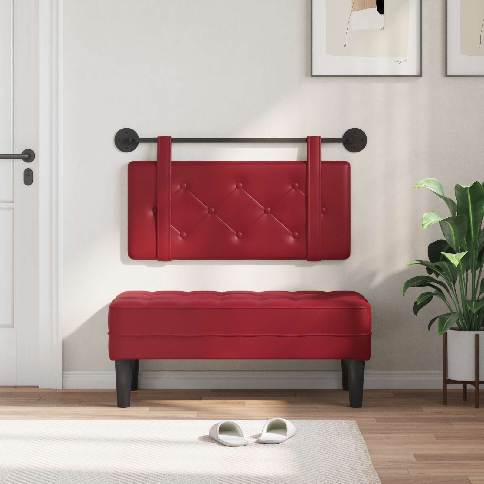 Testiera Montata a Muro Rosso Vino 80 x 5 x 40 cm Compensato 42031573