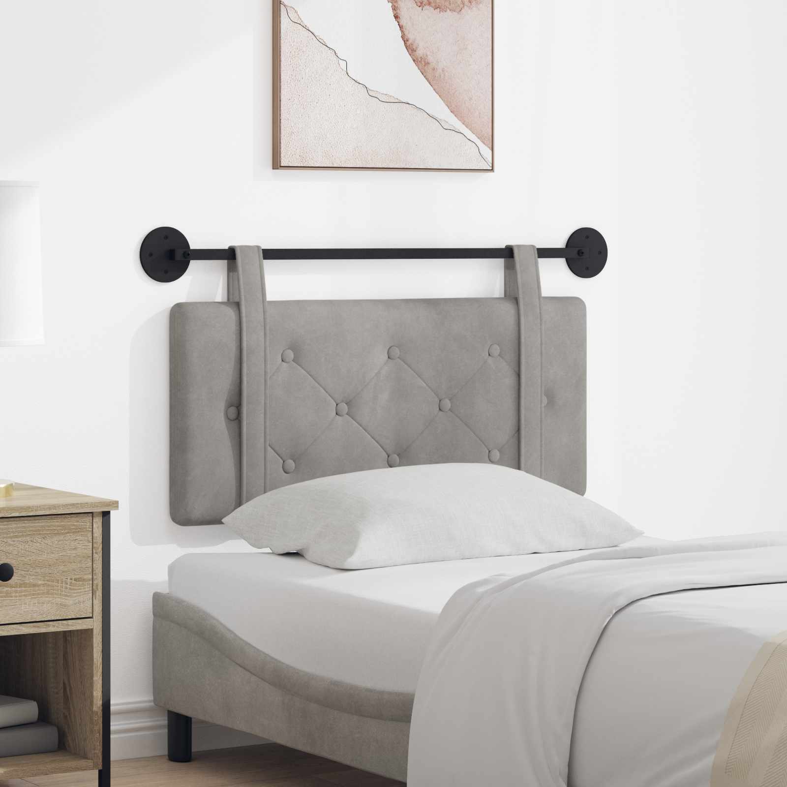 Testata appesa Grigio chiaro 100 x 55 x 5 cm Velluto 42031582