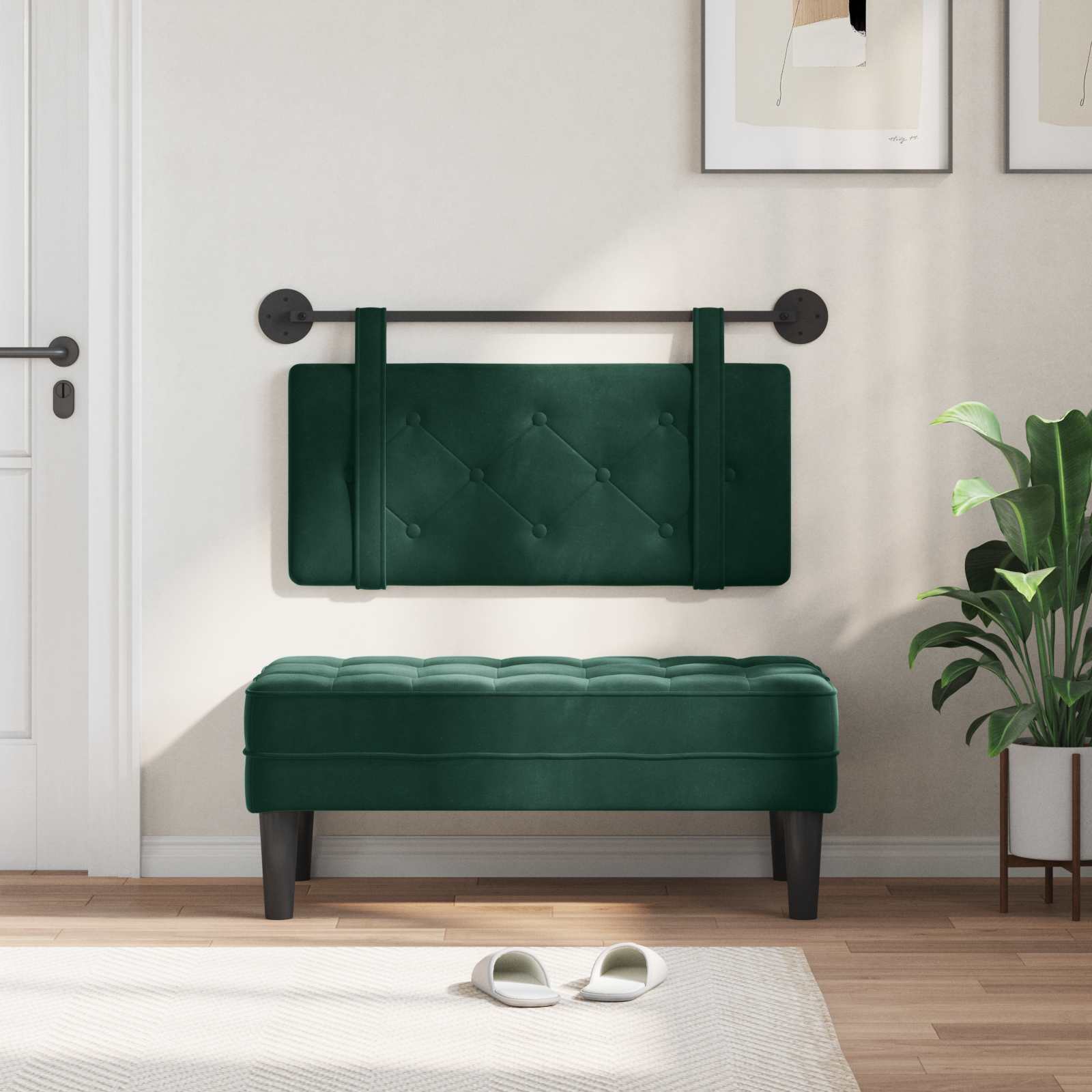 Testata appesa Verde Scuro 100 x 55 x 5 cm Velluto 42031584