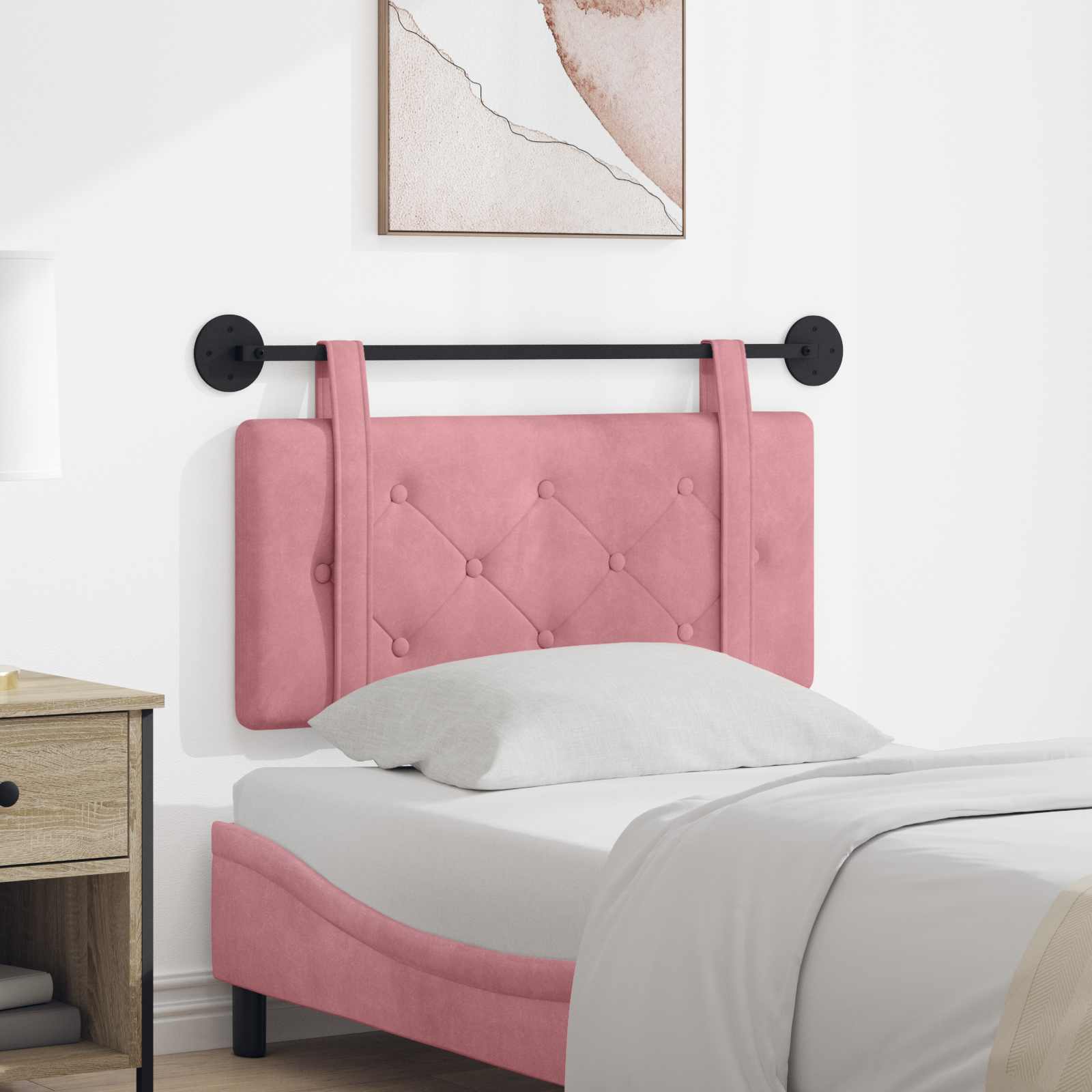Testata appesa Montaggio a parete Rosa 100 x 55 x 5 cm Velluto 42031586